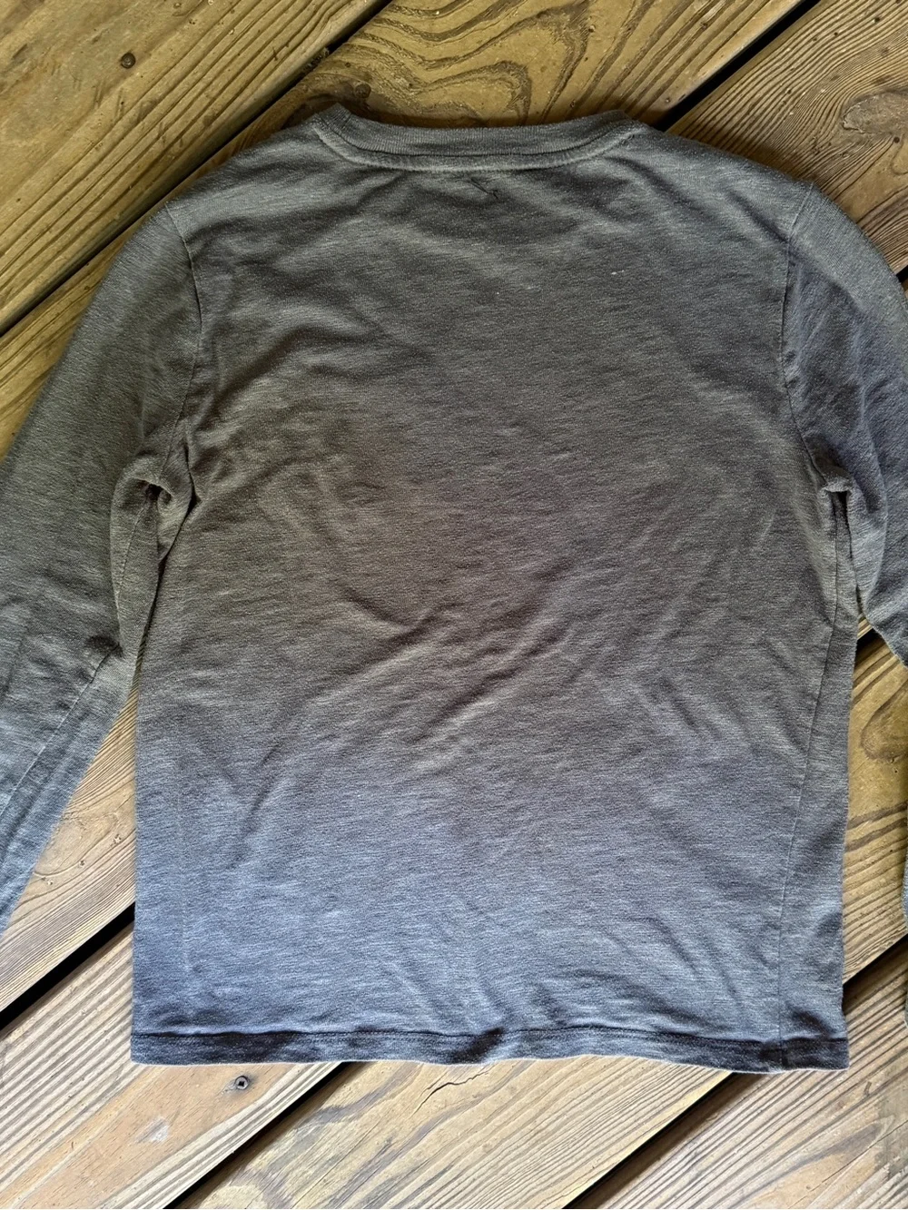 Gap Kids Charcoal Gray Long Sleeve T-Shirt Plaid Pocket Large 10/11